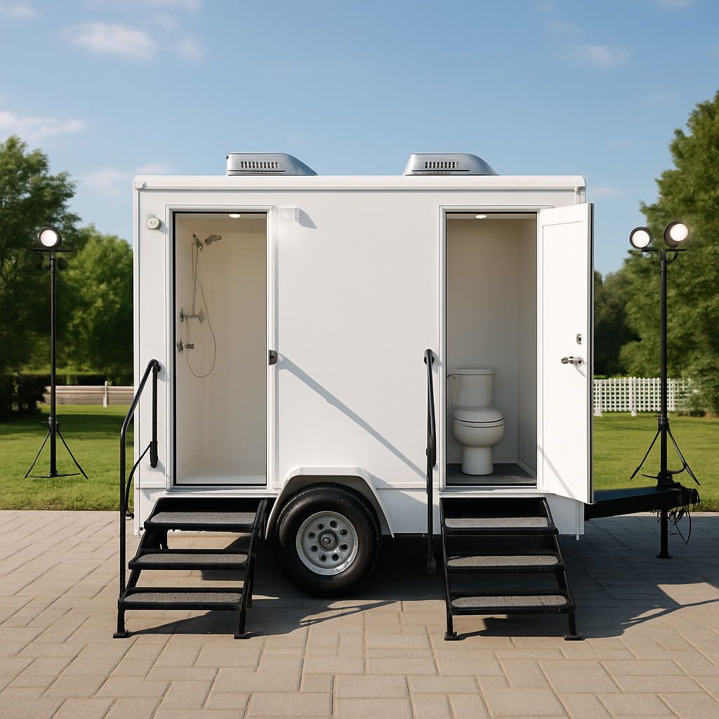 Shower trailer rental with hot water for Triad festivals and construction crews